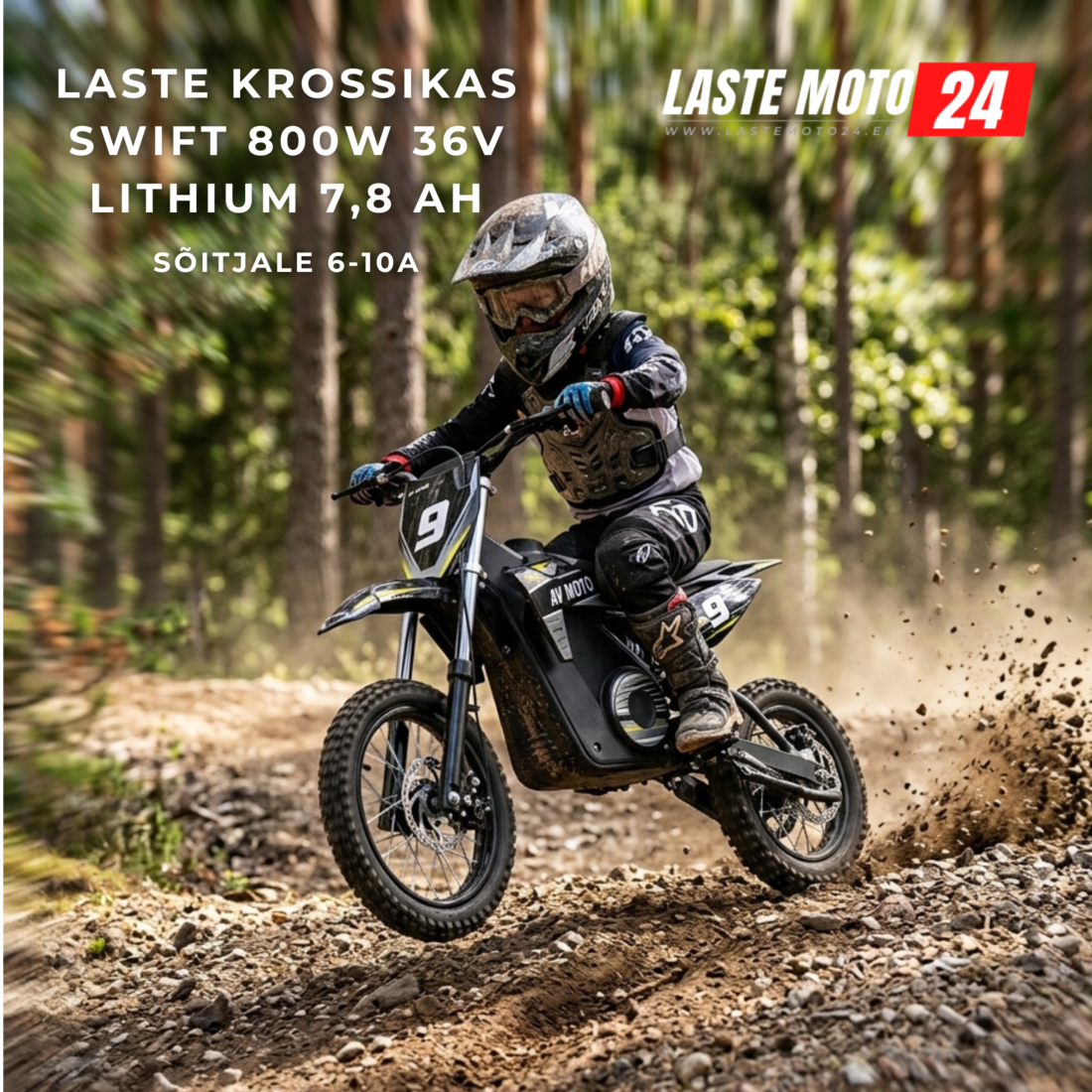 Laste krossikas Swift 800W 36V 7,8 Ah Lithium 12/10