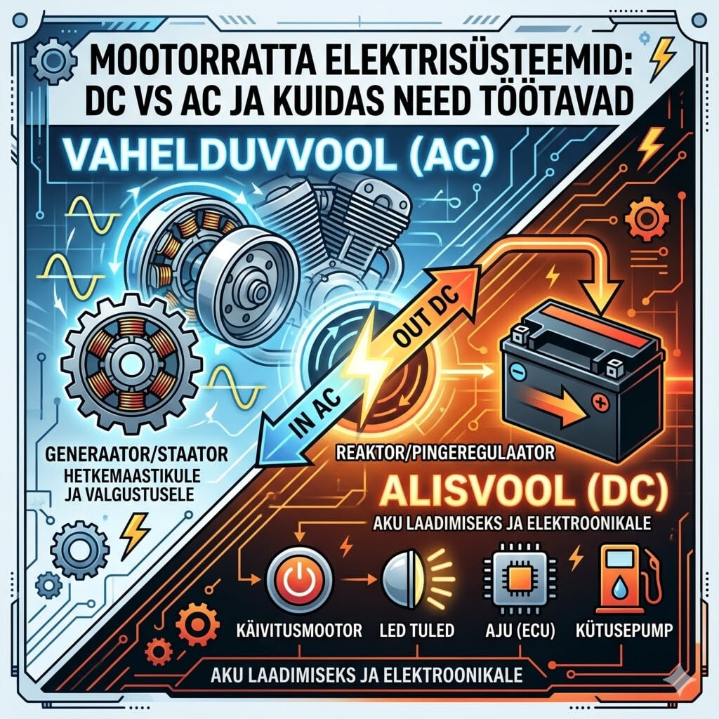 Mootorratta elektrisüsteemid: DC vs AC ja kuidas need töötavad