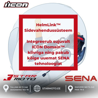 Kõrgtasemeline sõiduelamus ootab sind! Tutvu ICON Domain™ kiivriga ühendatava HelmLink™ Sidevahendussüsteemiga!