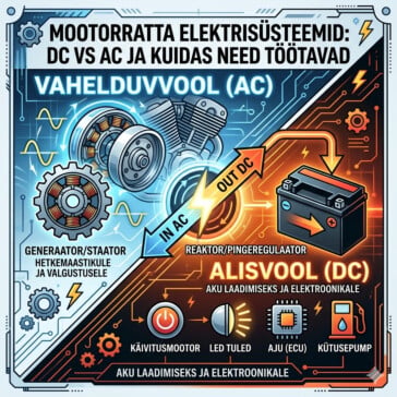 Mootorratta elektrissteemid DC vs AC ja kuidas need ttavad