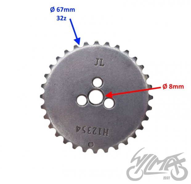 Mootoriketi hammasratas YX140cc (8mm  / 67mm, 32h)