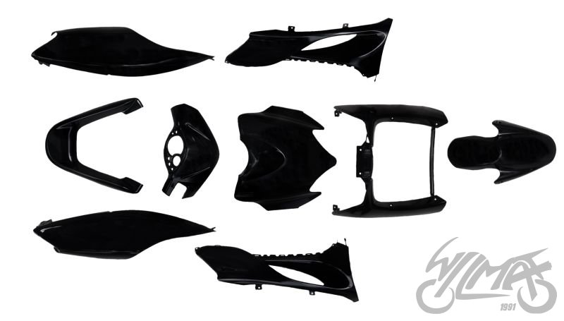 KATEKOMPLEKT, KEHA PLASTIKOSAD MUSTAD YAMAHA JOG RR JAOKS