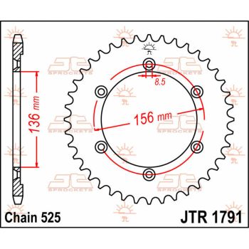 Tagumine hammasratas JT 41T 525