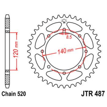 SPROCKET REAR 43T 520 BLK