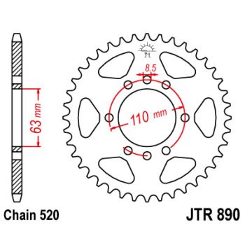 SPROCKET REAR 42T 520 BLK