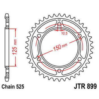 SPROCKET REAR 42T 525 BLK