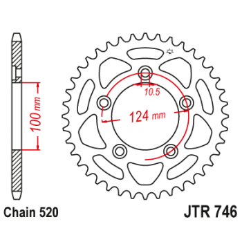 SPROCKET REAR 44T 520