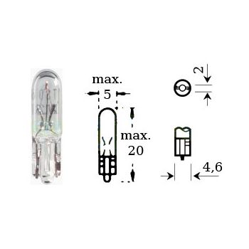 Polttimo 12v 1,2w w 2x4,6d