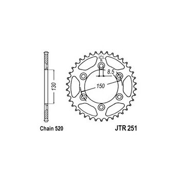 Tagumine hammasratas JT alu 251.52