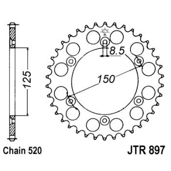 Tagumine hammasratas JT alu 897.47