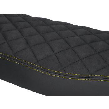 seat cover Schmitt diamond quilted, black / yellow for Simson S50, S51, S70