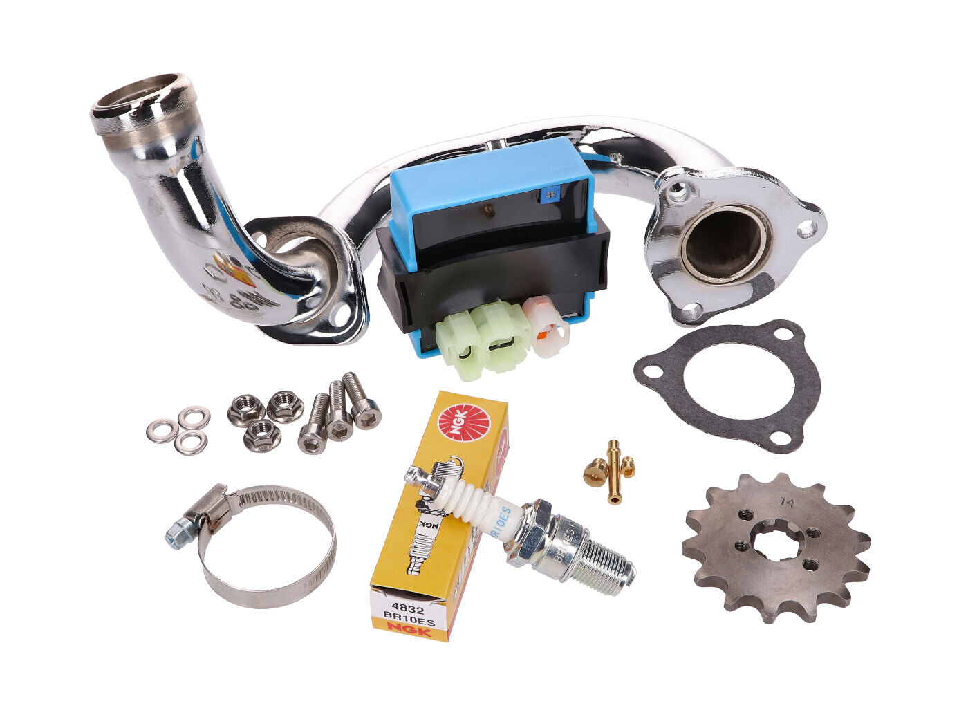 101 Octane piiramiskomplekt CDI reguleeritav/kroomitud kollektor Derbi Senda, Aprilia RX, SX, Gilera RCR, SMT 2018- (Euro4)